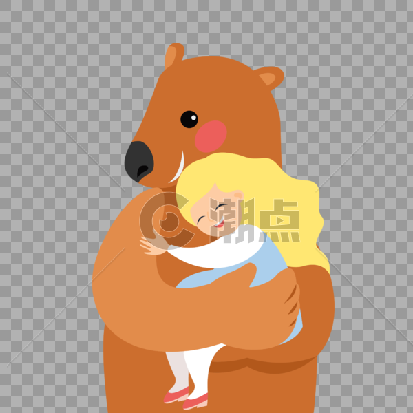 和玩具熊拥抱的女孩图片素材免费下载