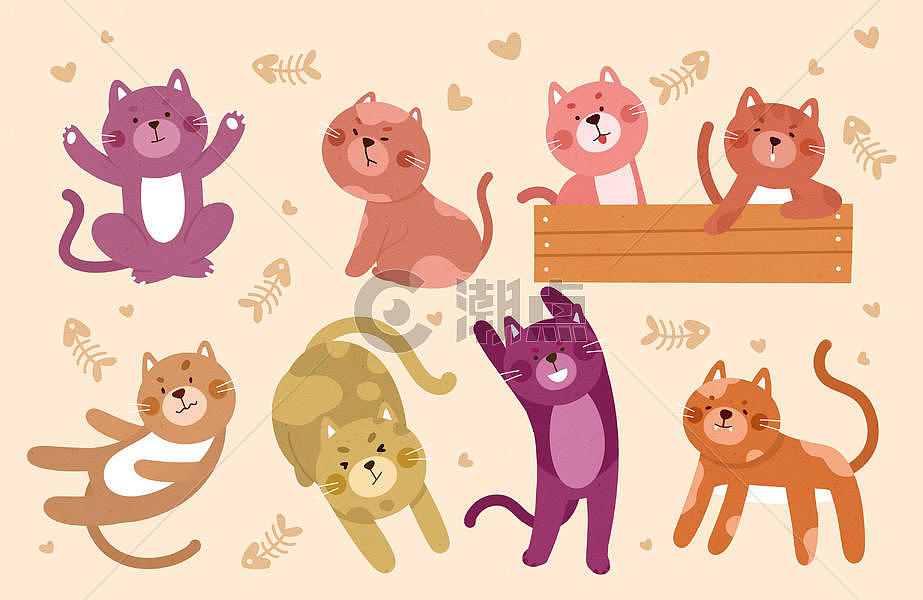 可爱猫咪插画图片素材免费下载