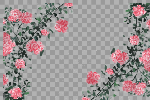 中国风蔷薇花装饰元素图片素材免费下载