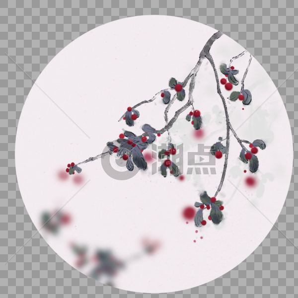 中国风水墨植物樱桃图片素材免费下载