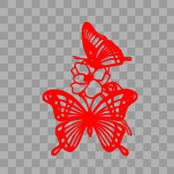 蝴蝶与花剪纸图片素材免费下载