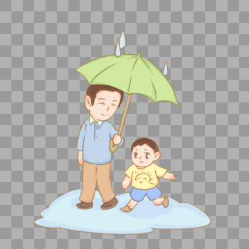 帮孩子打伞的爸爸图片素材免费下载
