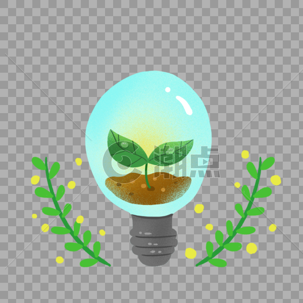手绘环保灯泡绿色能源图片素材免费下载