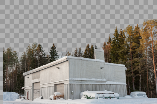 芬兰洛瓦涅米森林中的雪屋图片素材免费下载