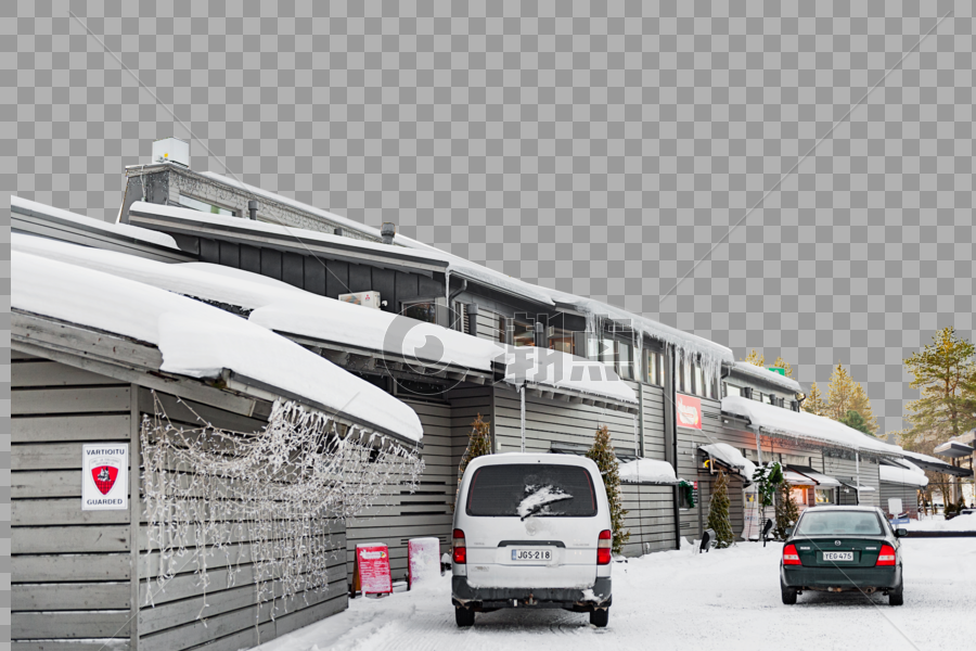 芬兰洛瓦涅米圣诞老人村屋檐白雪图片素材免费下载