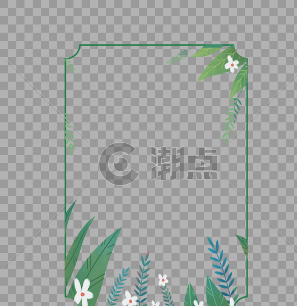 手绘植物多边形边框图片素材免费下载