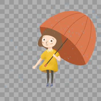 下雨天打伞的小女孩图片素材免费下载