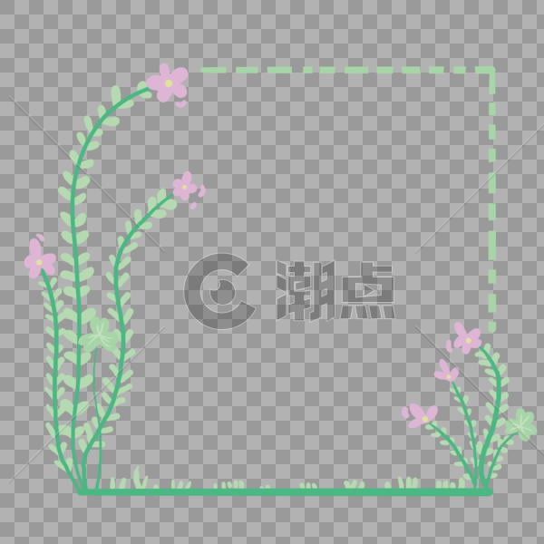 清新绿叶花朵边框图片素材免费下载