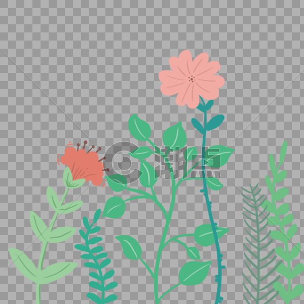 手绘清新植物花朵绿植图片素材免费下载