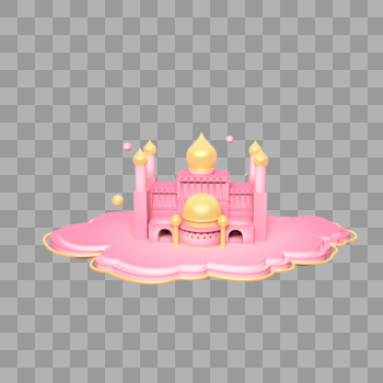 立体金粉色圆顶宫殿舞台图片素材免费下载