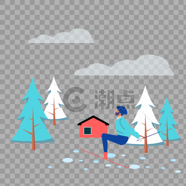 滑雪运动图标免抠矢量插画素材图片素材免费下载