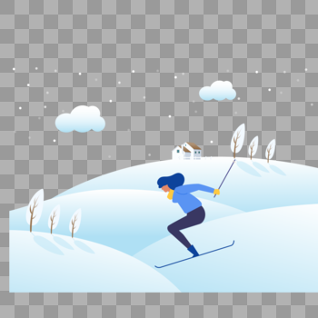 女人滑雪运动图标免抠矢量插画素材图片素材免费下载