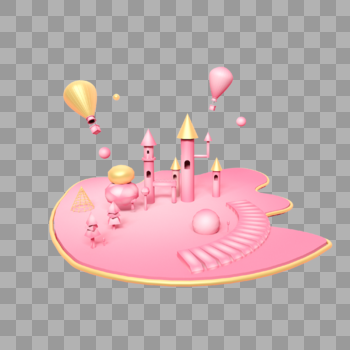 金粉色漂浮热气球舞台图片素材免费下载