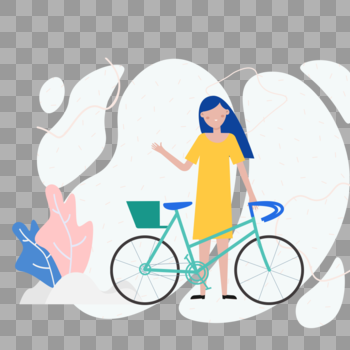 女人骑车出行图标免抠矢量插画素材图片素材免费下载