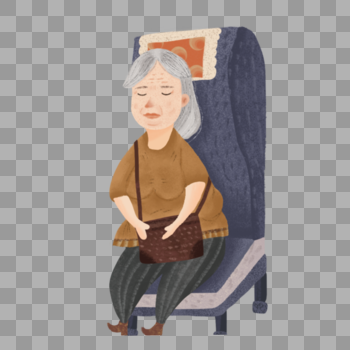 旅行坐车睡觉的老奶奶图片素材免费下载