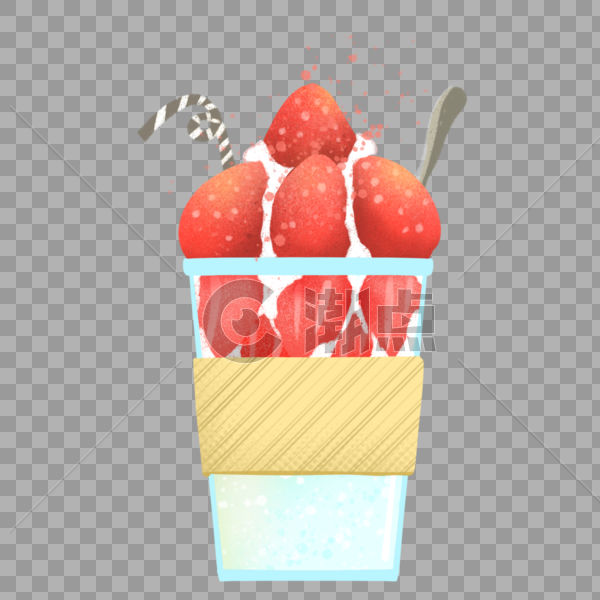 清新夏天水果草莓奶盖果汁饮料图片素材免费下载