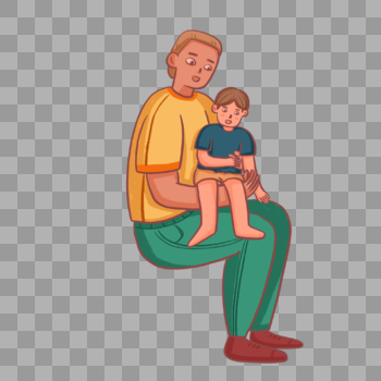 爸爸抱儿子坐在腿上图片素材免费下载