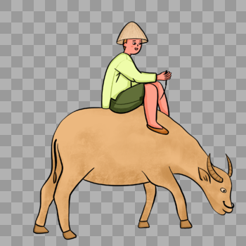 农民骑在牛背上图片素材免费下载