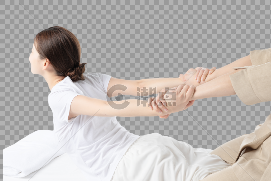 女性手臂拉伸按摩图片素材免费下载