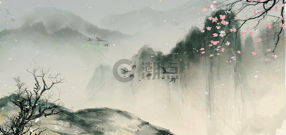 中国风水墨山水GIF图片素材免费下载