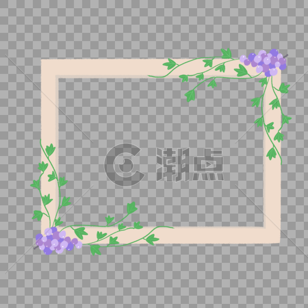紫色花朵绿色植物木质边框装饰图案图片素材免费下载