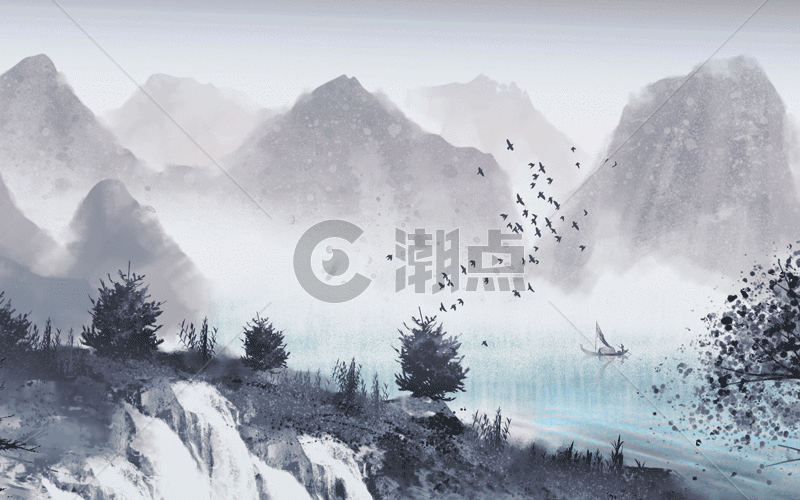 中国风水墨山水GIF图片素材免费下载