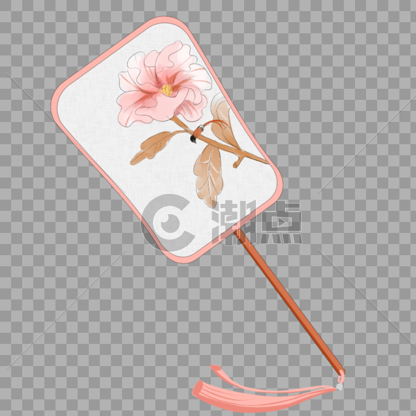 粉色花朵团扇图片素材免费下载