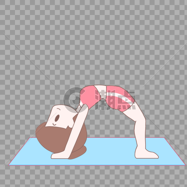 手绘卡通健康瑜伽下腰图片素材免费下载