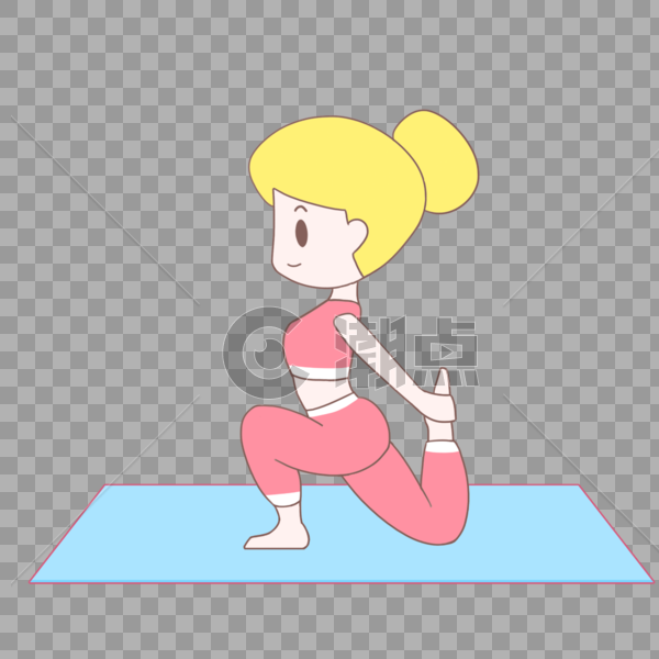 手绘卡通健康瑜伽练习大腿韧带图片素材免费下载