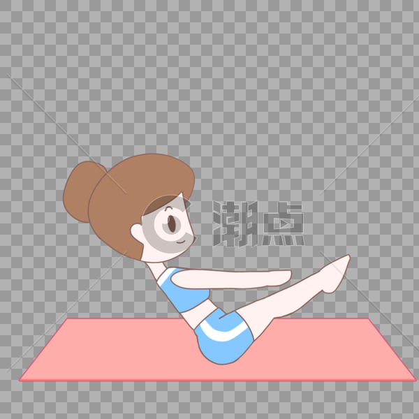 手绘卡通健康瑜伽锻炼腹部肌肉图片素材免费下载