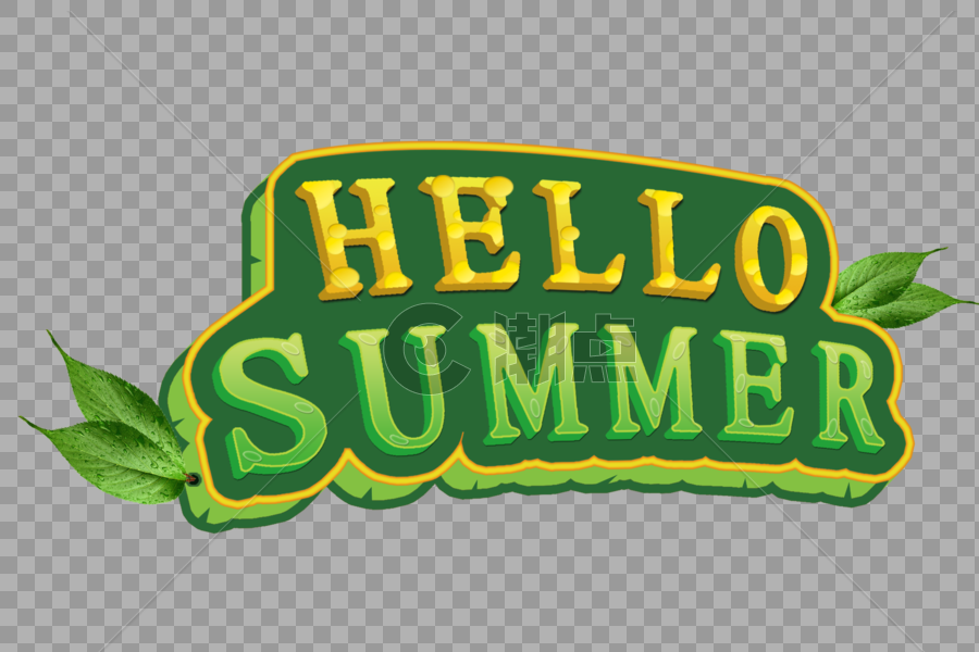 HELLOSUMMER夏天你好欧美风绿色艺术字图片素材免费下载