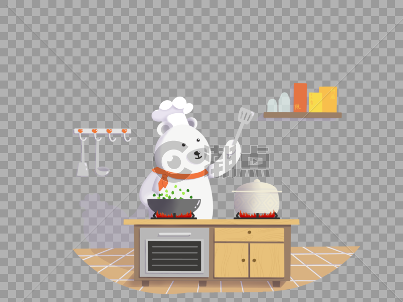 卡通手绘可爱厨师白熊图片素材免费下载