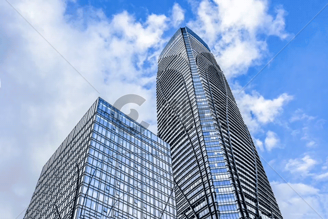 蓝天下的高楼大厦gif动图图片素材免费下载