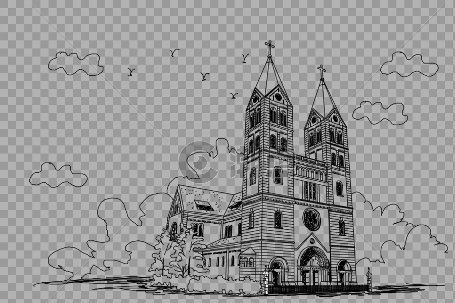 青岛圣弥厄尔教堂图片素材免费下载