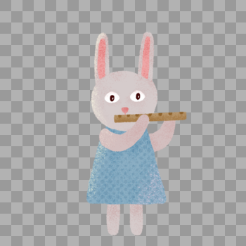 吹笛的兔子图片素材免费下载