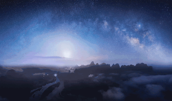 桂林山水星空月出gif图片素材免费下载