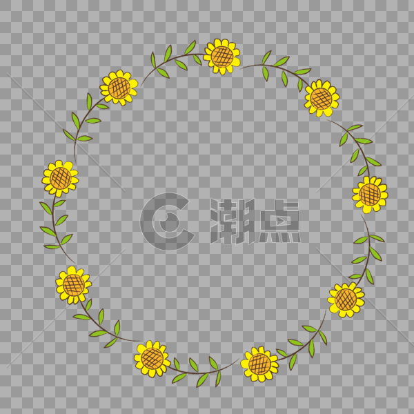 小清新春天夏天向日葵手绘边框底纹花环图片素材免费下载