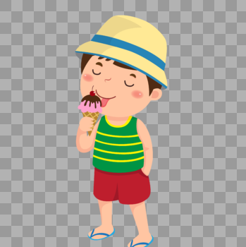 吃冰激凌的男孩图片素材免费下载