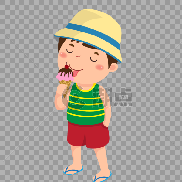 吃冰激凌的男孩图片素材免费下载