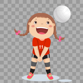 打排球的小女孩图片素材免费下载