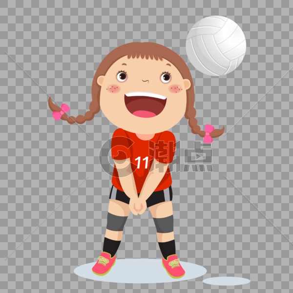 打排球的小女孩图片素材免费下载