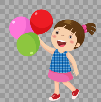玩气球的小女孩图片素材免费下载