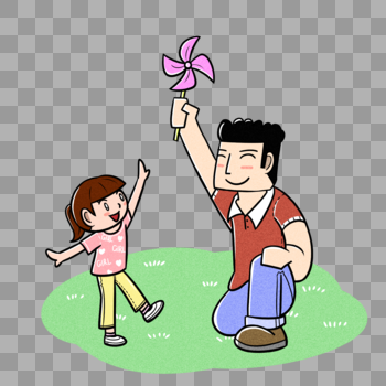 父亲节爸爸和女儿玩风车图片素材免费下载