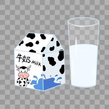 牛奶盒手绘牛奶一杯牛奶图片素材免费下载