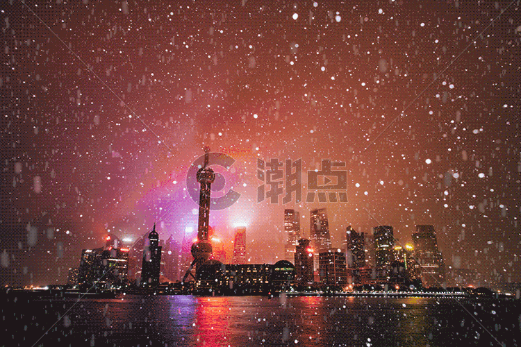 雪夜里的上海gif动图图片素材免费下载