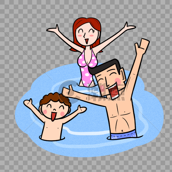 夏天一家人水中嬉戏图片素材免费下载