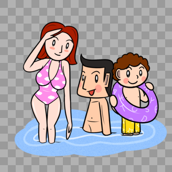 夏天全家人水中玩耍嬉闹图片素材免费下载