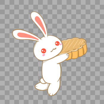 中秋节抱月饼的玉兔图片素材免费下载