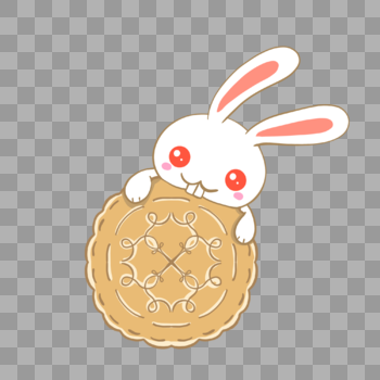 中秋节吃月饼的玉兔图片素材免费下载