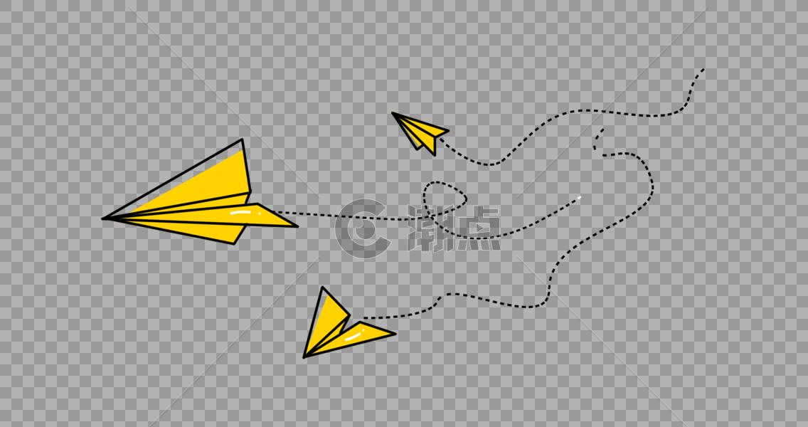 创意扁平化黄色纸飞机设计图片素材免费下载